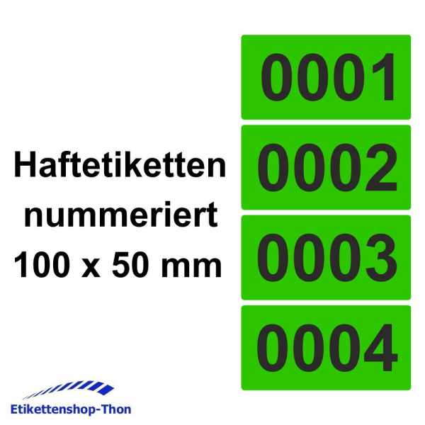Haftetiketten - nummeriert - 100 x 50 mm - Leuchtgrün